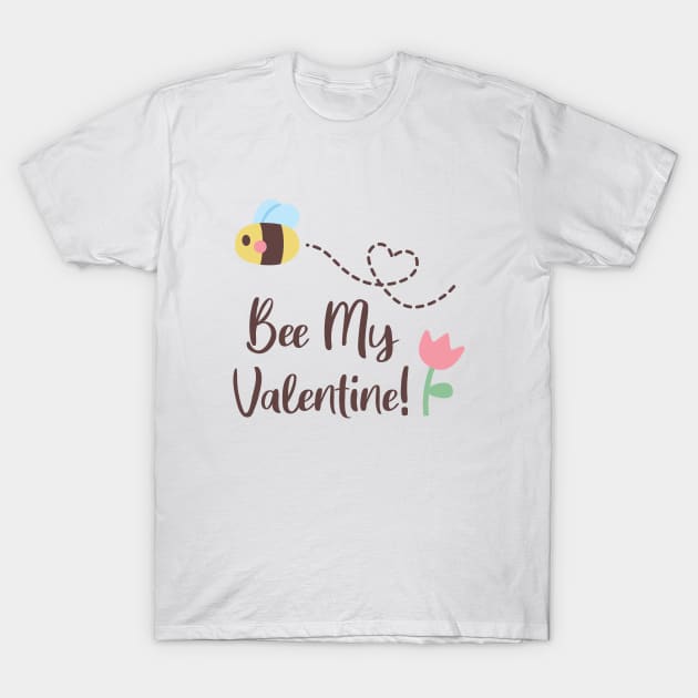 Cute Little Bee My Valentine Flying Heart Trail T-Shirt by rustydoodle